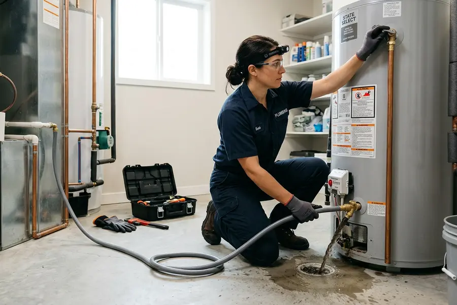 Water Heater Jockey specialist repairing a water heater in Middle Grove